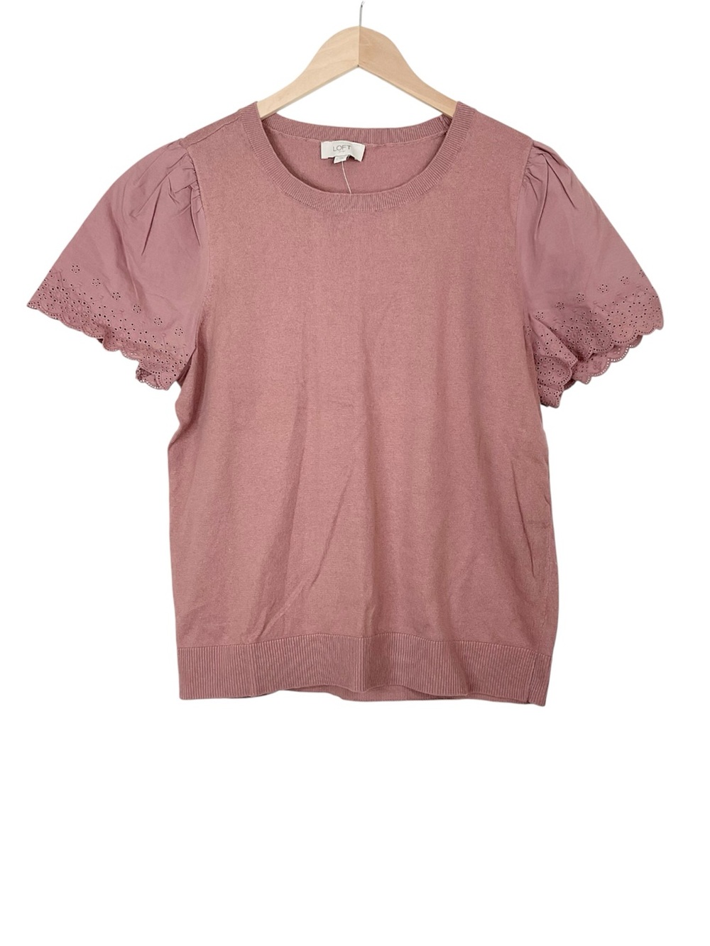 Ann Taylor Loft Mauve Short Sleeve Cotton Top Size Large